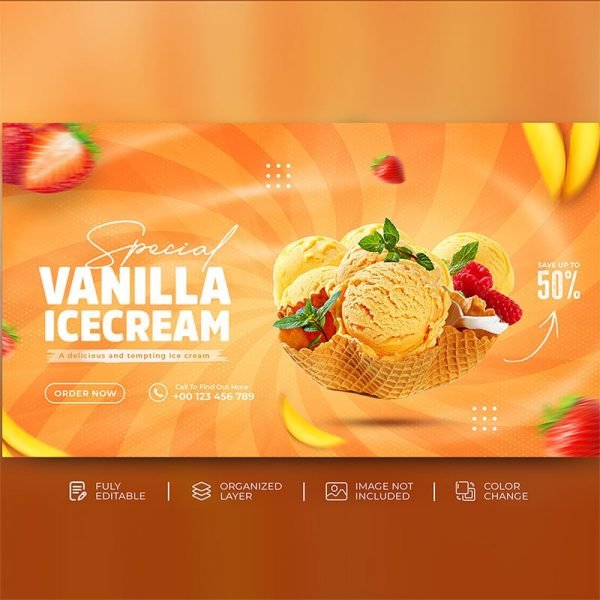 فایل psd بنر بستنی و منوی تابستانه